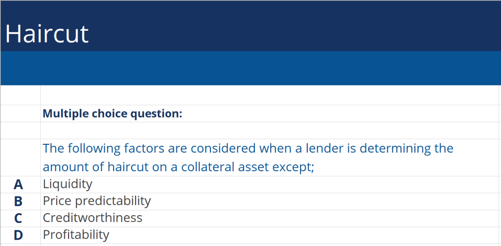 Haircut MCQ Question