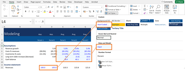 Financial Model Formatting - Cell Styles-2