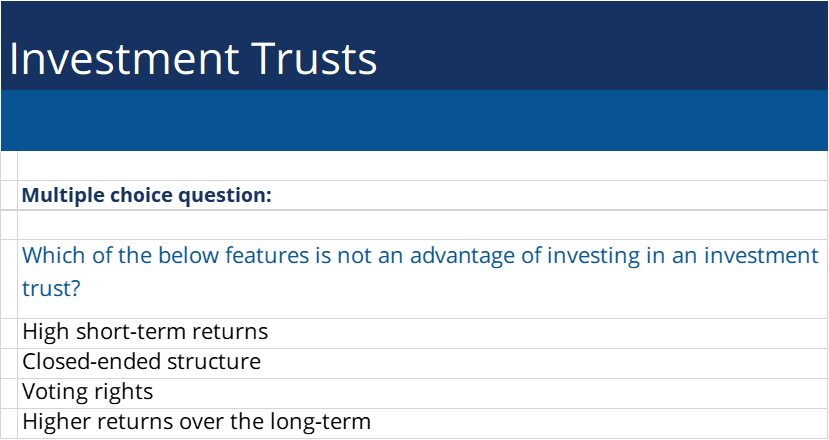 investment trusts multiple choice question