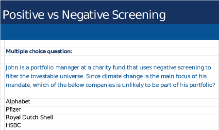 Positive vs Negative Screening - Multiple Choice