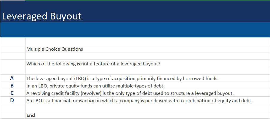 Debt structure of Leveraged Buyout