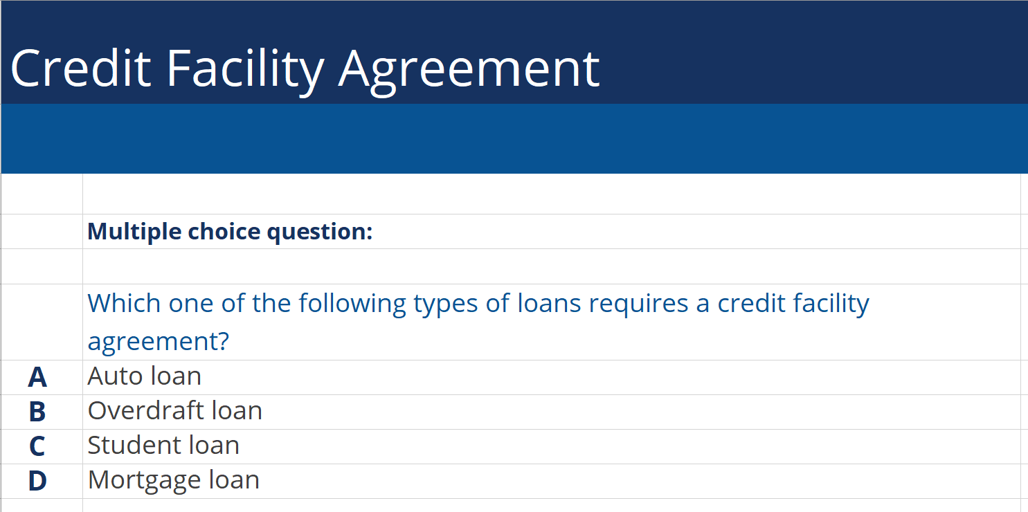credit facility agreement question